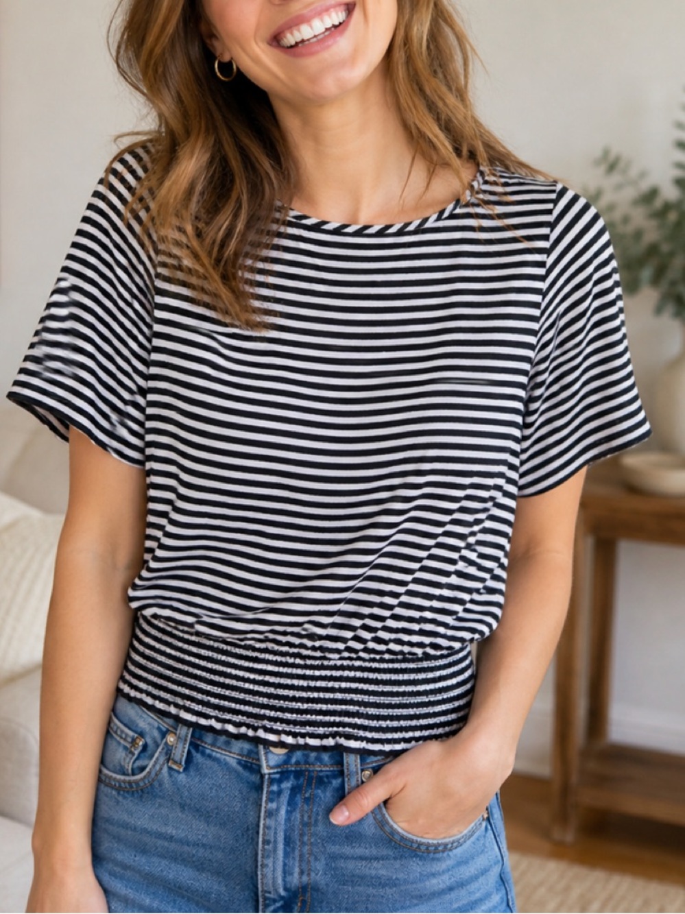 Michael Michael Kors black/white stripped blouse